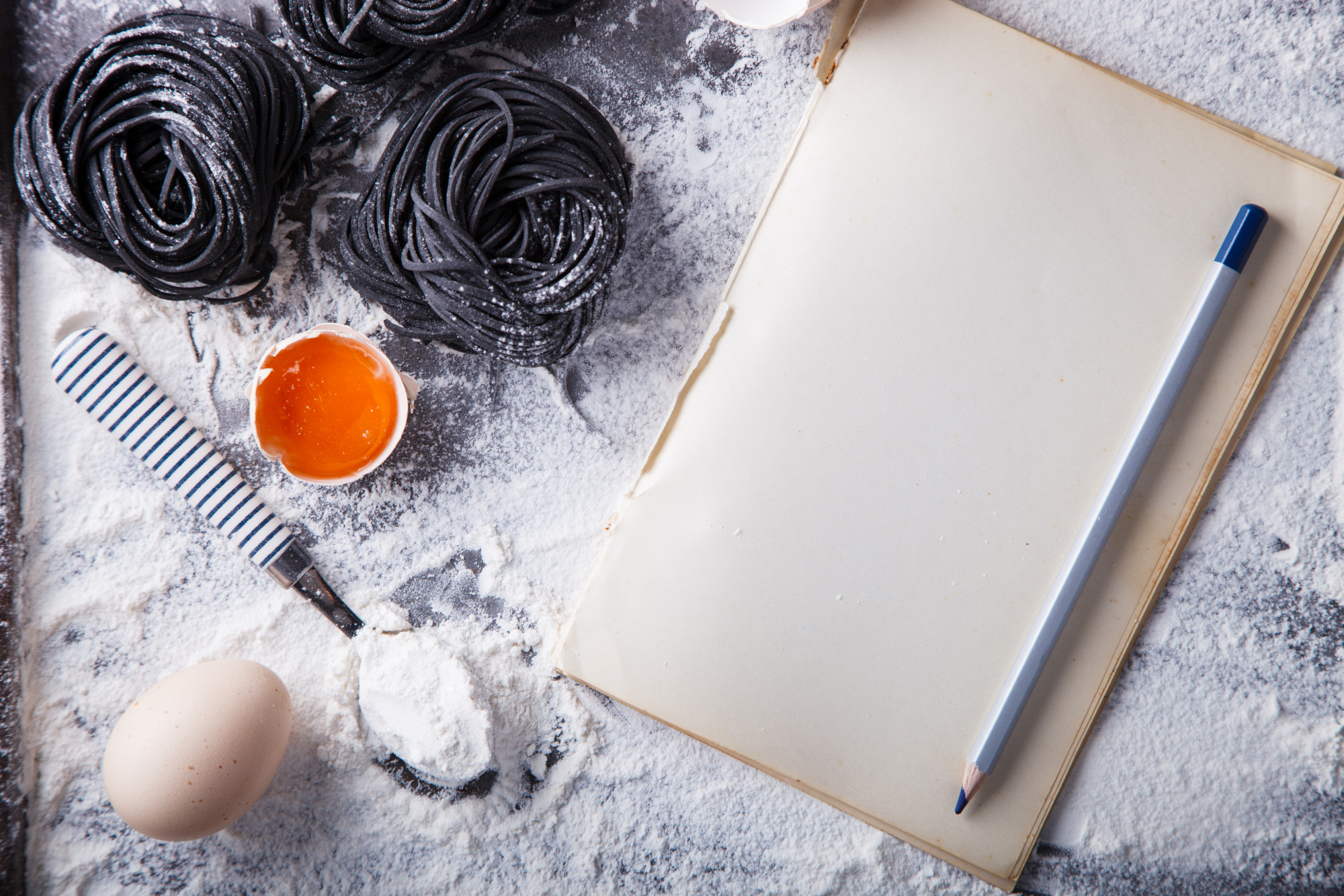 Notebook with recipe notes and sketches